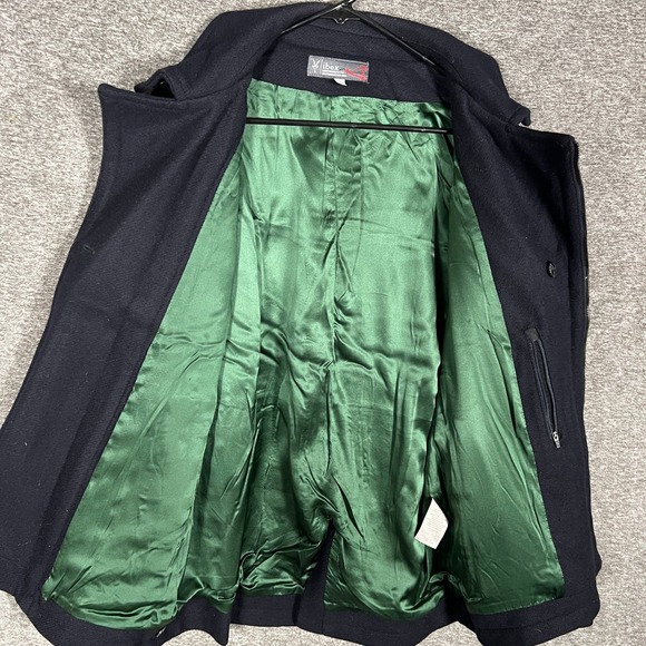 Ibex Wool Biker Coat Moto Jacket Full Zip Pockets Green Lined Heavy Overcoat - Picture 5 of 7